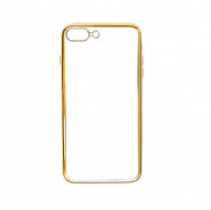 Прозрачный силиконовый чехол для Apple iPhone 7 plus (5.5") с глянцевой окантовкой Золотой