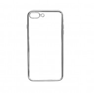 Прозрачный силиконовый чехол для Apple iPhone 7 plus (5.5") с глянцевой окантовкой Серебряный