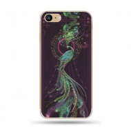 Тонкий силиконовый чехол "Космические животные" с прозрачными краями для Apple iPhone 7 plus (5.5") Павлин