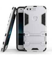 Ударопрочный чехол-подставка Transformer для Google Pixel с мощной защитой корпуса Серебряный / Satin Silver