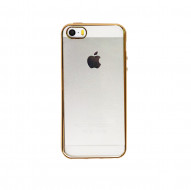 Прозрачный силиконовый чехол для Apple iPhone 5/5S/SE с глянцевой окантовкой Золотой