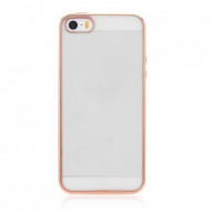 Прозрачный силиконовый чехол для Apple iPhone 5/5S/SE с глянцевой окантовкой Розовый
