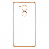 Прозрачный силиконовый чехол для Huawei Ascend Mate 7 с глянцевой окантовкой Золотой