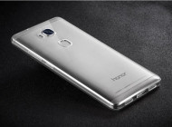 Тонкий прозрачный силиконовый чехол Msvii для Huawei Honor 5X / GR5 с заглушкой +стекло Серый