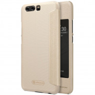 Кожаный чехол (книжка) Nillkin Sparkle Series для Huawei P10 Plus Золотой