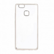 Прозрачный силиконовый чехол для Huawei P9 Lite с глянцевой окантовкой Серебряный