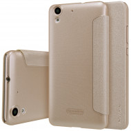 Кожаный чехол (книжка) Nillkin Sparkle Series для Huawei Y6 II Золотой