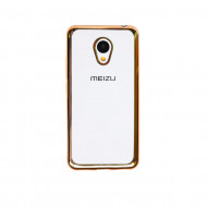 Прозрачный силиконовый чехол для Meizu M3 / M3 mini / M3s с глянцевой окантовкой Золотой