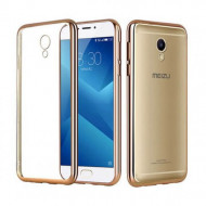 Прозрачный силиконовый чехол для Meizu M5 с глянцевой окантовкой Золотой