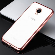 Прозрачный силиконовый чехол для Meizu M5 с глянцевой окантовкой Розовый