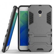 Ударопрочный чехол-подставка Transformer для Meizu M5 с мощной защитой корпуса Металл / Gun Metal