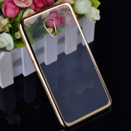 Прозрачный силиконовый чехол для Meizu M5 Note с глянцевой окантовкой Золотой