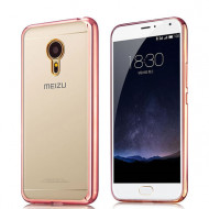 Прозрачный силиконовый чехол для Meizu MX6 с глянцевой окантовкой Розовый