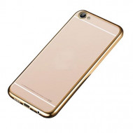 Прозрачный силиконовый чехол для Meizu U10 с глянцевой окантовкой Золотой