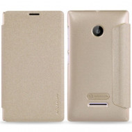 Кожаный чехол (книжка) Nillkin Sparkle Series для Microsoft Lumia 435 Dual Sim Золотой
