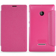 Кожаный чехол (книжка) Nillkin Sparkle Series для Microsoft Lumia 435 Dual Sim Розовый