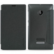 Кожаный чехол (книжка) Nillkin Sparkle Series для Microsoft Lumia 435 Dual Sim Черный