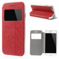 Кожаный чехол-книжка Grid Pattern для Apple iPhone 6/6s (4.7")  Красный