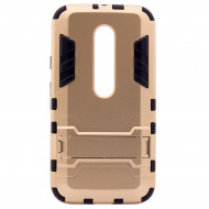 Ударопрочный чехол-подставка Transformer для Motorola Moto G (3rd Gen.) с мощной защитой корпуса Золотой / Champagne Gold