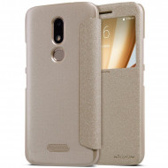 Кожаный чехол (книжка) Nillkin Sparkle Series для Motorola Moto M (XT1663) Золотой