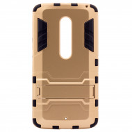 Ударопрочный чехол-подставка Transformer для Motorola Moto X Play (XT1562) с мощной защитой корпуса Золотой / Champagne Gold