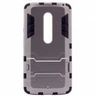 Ударопрочный чехол-подставка Transformer для Motorola Moto X Play (XT1562) с мощной защитой корпуса Металл / Gun Metal