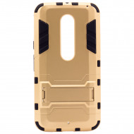 Ударопрочный чехол-подставка Transformer для Motorola Moto X Style (XT1572) с мощной защитой корпуса Золотой / Champagne Gold
