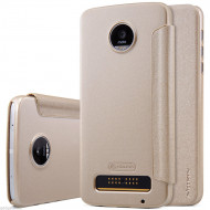 Кожаный чехол (книжка) Nillkin Sparkle Series для Motorola Moto Z Play Золотой