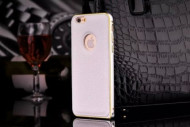 Металлический бампер с кожаной вставкой для Apple iPhone 6/6s (4.7") Белый