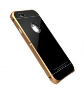 Металлический бампер с подставкой Luphie с акриловой вставкой для Apple iPhone 6/6s 4.7" Золотой / Черный