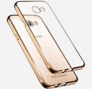 Прозрачный силиконовый чехол для Samsung A510F Galaxy A5 (2016) с глянцевой окантовкой Золотой