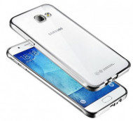 Прозрачный силиконовый чехол для Samsung A510F Galaxy A5 (2016) с глянцевой окантовкой Серебряный
