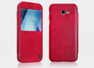 Кожаный чехол (книжка) Nillkin Qin Series для Samsung A520 Galaxy A5 (2017) Красный с окошком