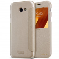 Кожаный чехол (книжка) Nillkin Sparkle Series для Samsung A520 Galaxy A5 (2017) Золотой