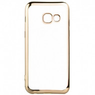 Прозрачный силиконовый чехол для Samsung A720 Galaxy A7 (2017) с глянцевой окантовкой Золотой