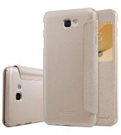 Кожаный чехол (книжка) Nillkin Sparkle Series для Samsung G570F Galaxy J5 Prime (2016) Золотой
