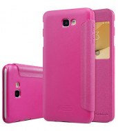 Кожаный чехол (книжка) Nillkin Sparkle Series для Samsung G610F Galaxy J7 Prime (2016) Розовый