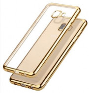 Прозрачный силиконовый чехол для Samsung G610F Galaxy J7 Prime (2016) с глянцевой окантовкой Золотой