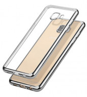 Прозрачный силиконовый чехол для Samsung G610F Galaxy J7 Prime (2016) с глянцевой окантовкой Серебряный