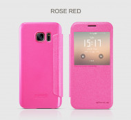 Кожаный чехол (книжка) Nillkin Sparkle Series для Samsung G930F Galaxy S7 Розовый