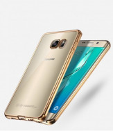 Прозрачный силиконовый чехол для Samsung G930F Galaxy S7 с глянцевой окантовкой Золотой