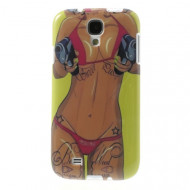 TPU чехол IMD Erotic Print для Samsung i9500 Galaxy S4 Victorian Bikini Girl Holding Guns