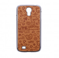 Пластиковая накладка с тиснением "детские рисунки" для Samsung i9500 Galaxy S4 Оранжевый