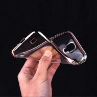 Прозрачный силиконовый чехол для Samsung i9500 Galaxy S4 с глянцевой окантовкой Золотой