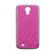 Хромированная накладка стеганная для Samsung i9500 Galaxy S4 Ярко-розовый 