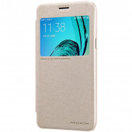Кожаный чехол (книжка) Nillkin Sparkle Series для Samsung J710F Galaxy J7 (2016) Золотой