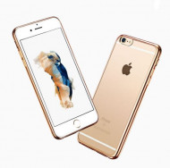 Прозрачный силиконовый чехол для Apple iPhone 6/6s plus (5.5") с глянцевой окантовкой Золотой