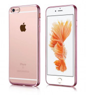 Прозрачный силиконовый чехол для Apple iPhone 6/6s plus (5.5") с глянцевой окантовкой Розовый