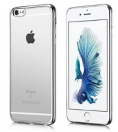 Прозрачный силиконовый чехол для Apple iPhone 6/6s plus (5.5") с глянцевой окантовкой Серебряный