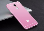 Металлический бампер с акриловой вставкой для Xiaomi Redmi Note 4 Розовый